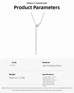 Detailed view of S925 sterling silver heart necklace with 9mm Paraiba zircon pendant