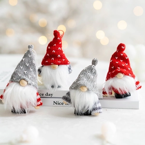 Weihnachten Gnom Engel Hängende Ornamente Gestrickte Wolle Kunstpelz Holzstern Weihnachtsbaum Deko Nordischer Stil Geschenke