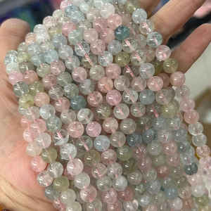 Natural pastel morganite beryl beads for jewelry making in pink and blue tones