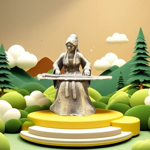 Miniature Chinese Classical Figures Brass Plated Alloy Ancient Scholar Guqin Player Desk Ornaments Bonsai Decor
