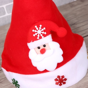 Classic red and white Santa hat with plush fabric and sparkling snowflake accents