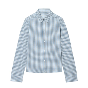 Women Long Sleeve Plaid Shirt Polyester Gingham Button Down Slim Fit Casual Elegant Blouse