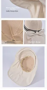 Detail view of large brim sun hat with adjustable cord and breathable mesh lining