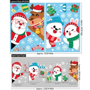 Size guide for Christmas window stickers showing Santa and Reindeer decal dimensions