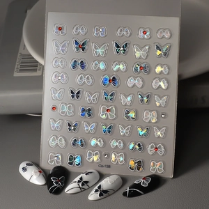 Schmetterling Schleife Nagelaufkleber 5D Relief Laser Holografisch Selbstklebend Maniküre DIY Dekoration