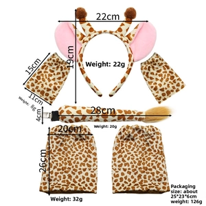 5-piece giraffe costume set with ear headband, tail, and soft plush spotted accessories