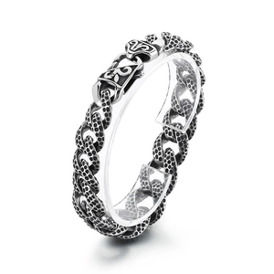 Vintage Cuban link bracelet for men with hammered texture and engraved spring clasp