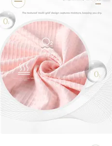 Close-up of pink waffle texture fabric showing breathable micro-mesh for summer bathrobes