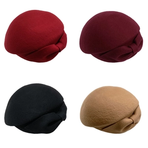 Elegant Wool Beret For Women French Vintage Bow Pillbox Hat Autumn Winter Warm British Style Solid Color Fashion Hat