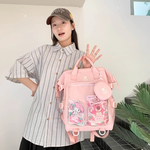 Sac à dos rose de grande capacité avec fenêtre transparente pour l'affichage