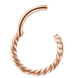 Rose gold stainless steel twisted segment hoop ring for nose, ear and lip piercings
