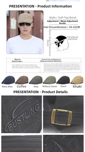 Detail view of quilted flat cap showing adjustable metal buckle and Bustling embroidery