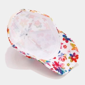 Cappellino da baseball con stampa floreale e struttura interna bianca rinforzata
