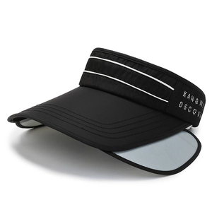 Women's black sun visor hat with adjustable brim for outdoor sun protection