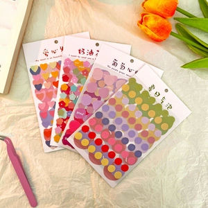 Pastel dot and heart PET stickers for DIY scrapbooking with vibrant colorful patterns