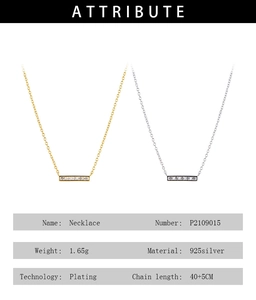 Detailed specs of the 925 silver square pendant necklace with zirconia in gold and silver