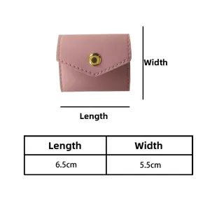Size chart for mini soft leather jewelry pouch showing 6.5cm length and 5.5cm width
