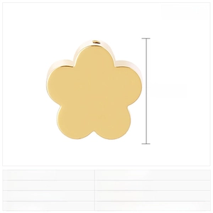 Pendentif fleur détaillé en acier inoxydable doré de 14mm avec spécifications de 4g