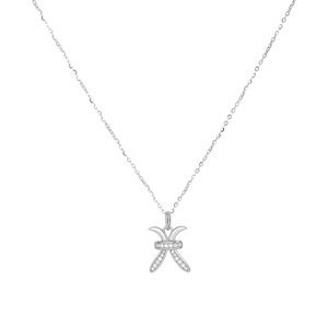 S925 sterling silver Pisces zodiac necklace with zircon star pendant on white background