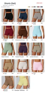 Grille d'ensemble short de yoga taille haute en quatorze couleurs pour le fitness