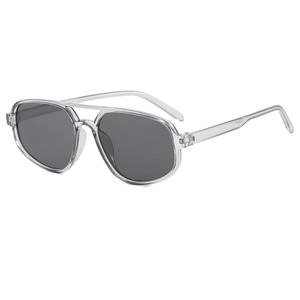 Classic aviator sunglasses with transparent resin frame and double bridge design