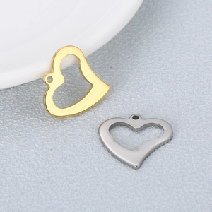 Heart Hollow Pendant Stainless Steel DIY Jewelry Making Accessories Simple Minimalist Charm For Necklace Bracelet