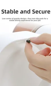 Detail view of the low center of gravity base with non-slip rubber pads for pet feeder