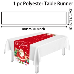Detailed size specifications for Santa Claus polyester table runner measuring 180x35cm
