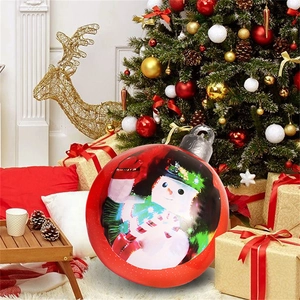 60cm Red PVC inflatable Christmas ball featuring a festive snowman print for outdoor decor