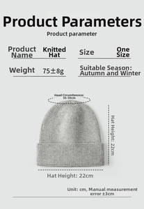 Größentabelle und technische Daten für die übergroße Strickmütze für Damen