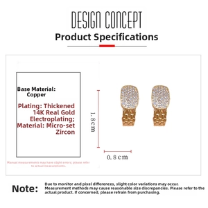 Details von 14K vergoldeten geometrischen Creolen mit mikro-gepflasterten Zirkonia-Steinen