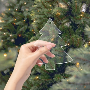 Handheld clear acrylic Christmas tree tag with hole for DIY ornaments and crafts
