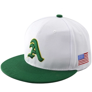 Flat Brim Baseball Cap Cotton Twill 3D Letter Embroidery American Flag Patch Adjustable Snapback Hip Hop Unisex Hat
