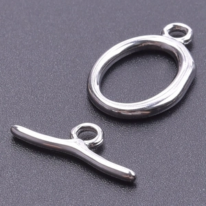Macro shot of silver stainless steel OT clasp set for DIY jewelry making accessories