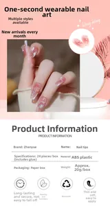 Detailed view of press-on nails featuring 3D camellia relief, pearls, and aurora crystals