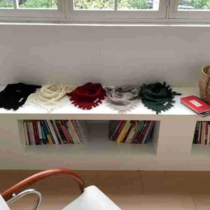 Soft knitted triangle scarf collection in multiple colors with stylish tassel edges