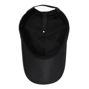 Unisex black breathable quick-dry baseball cap with adjustable strap and mesh vents