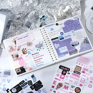 Creative deco sticker book with retro English patterns and metal spiral binding for DIY journals