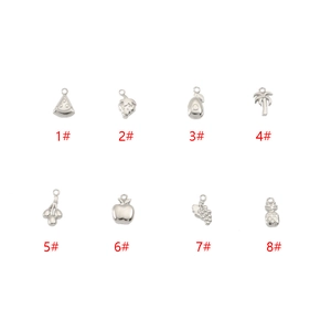 Set of 8 stainless steel fruit charms including strawberry and pineapple for DIY jewelry