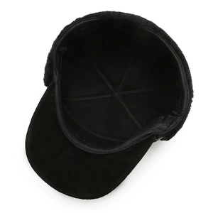 Winter baseball cap with ear flaps and plush lining showing reinforced inner structure