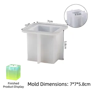 Stampo quadrato in silicone per portacandele con dimensioni 7x7x5,8cm per creazioni in resina
