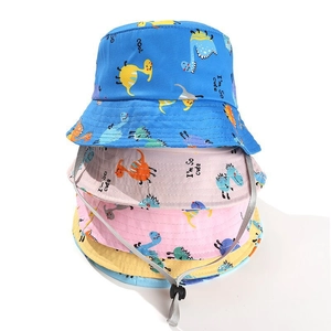 Breathable children's dinosaur sun hats in various colors with adjustable windproof straps
