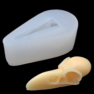 Bird skull silicone mold with realistic resin cast for DIY cake fondant and chocolate craft