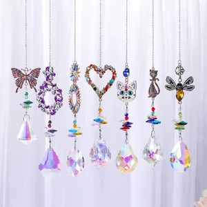 Garden suncatcher set with animal crystal pendants and colorful rhinestones for decor