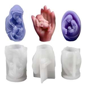 Moule En Silicone 3D Vierge Marie Et Bébé Design Main Famille Sainte Pour Bougie Savon Plâtre Fait Main Bricolage Art