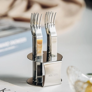 Set Di Forchette Da Frutta In Acciaio Inossidabile Con Supporto Moderno Minimalista Stoviglie Da Desserts Per Cucina