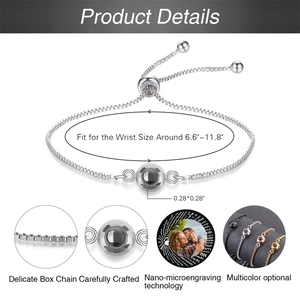Bracciale proiezione Ti amo in 100 lingue personalizzabile con catena a scatola regolabile