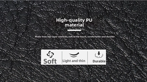 Close-up of black PU leather with soft lychee texture and durable finish for men wallet