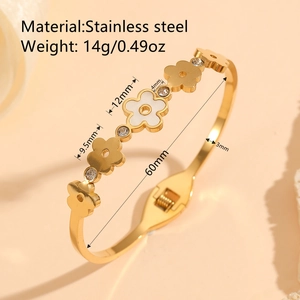 Bracciale floreale in acciaio inossidabile placcato oro 18k con dimensioni