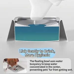 Floating pet water bowl with anti-splash design for dogs and cats to keep mouth fur dry